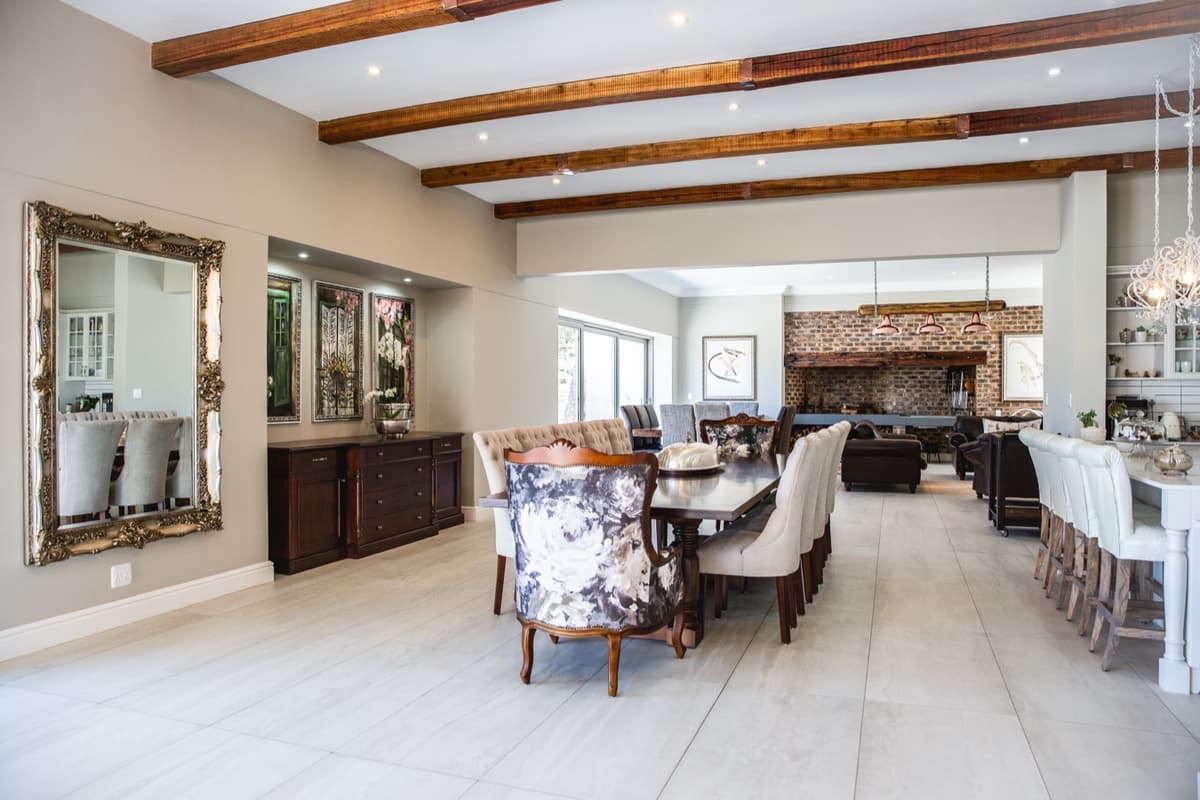 Open-plan dining and living area