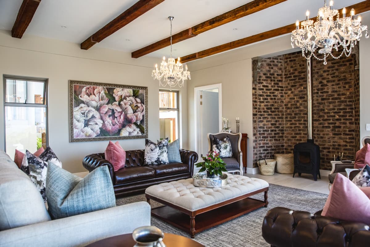 Elegant lounge with fireplace